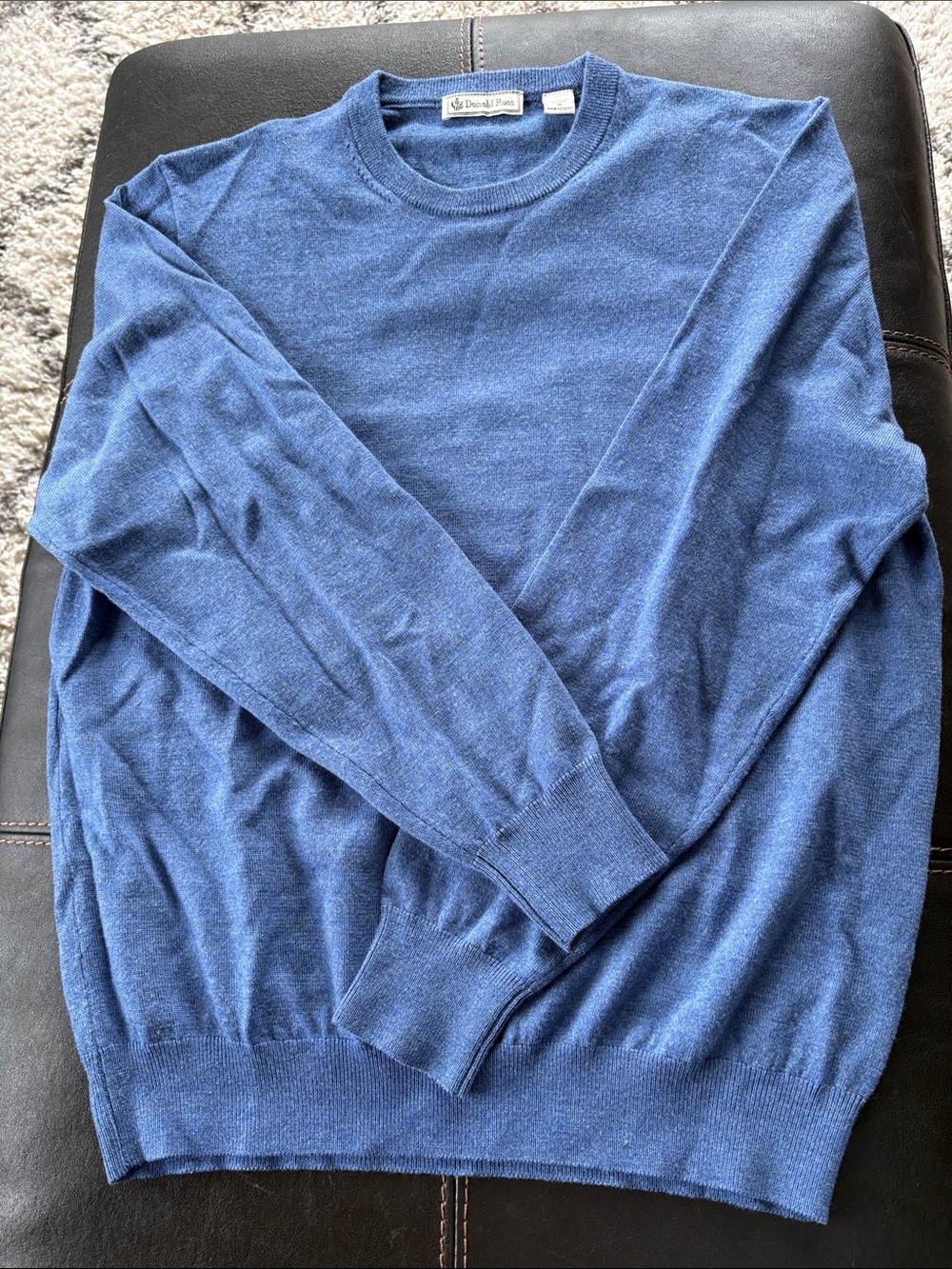 Donald Ross Men's Blue 100% Merino Wool Crewneck Sweater
